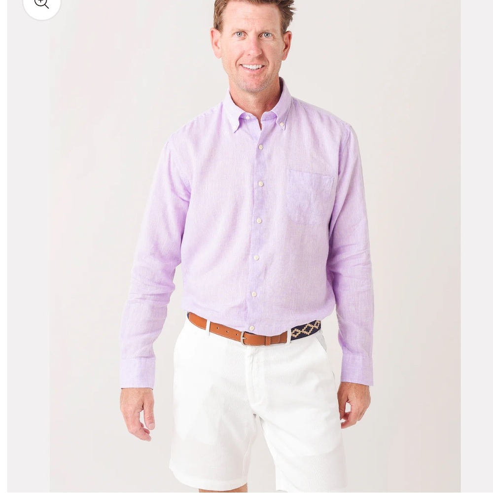 Peter Millar Crown Men’s Sardinia Pink Linen Blend Shirt Sz Med